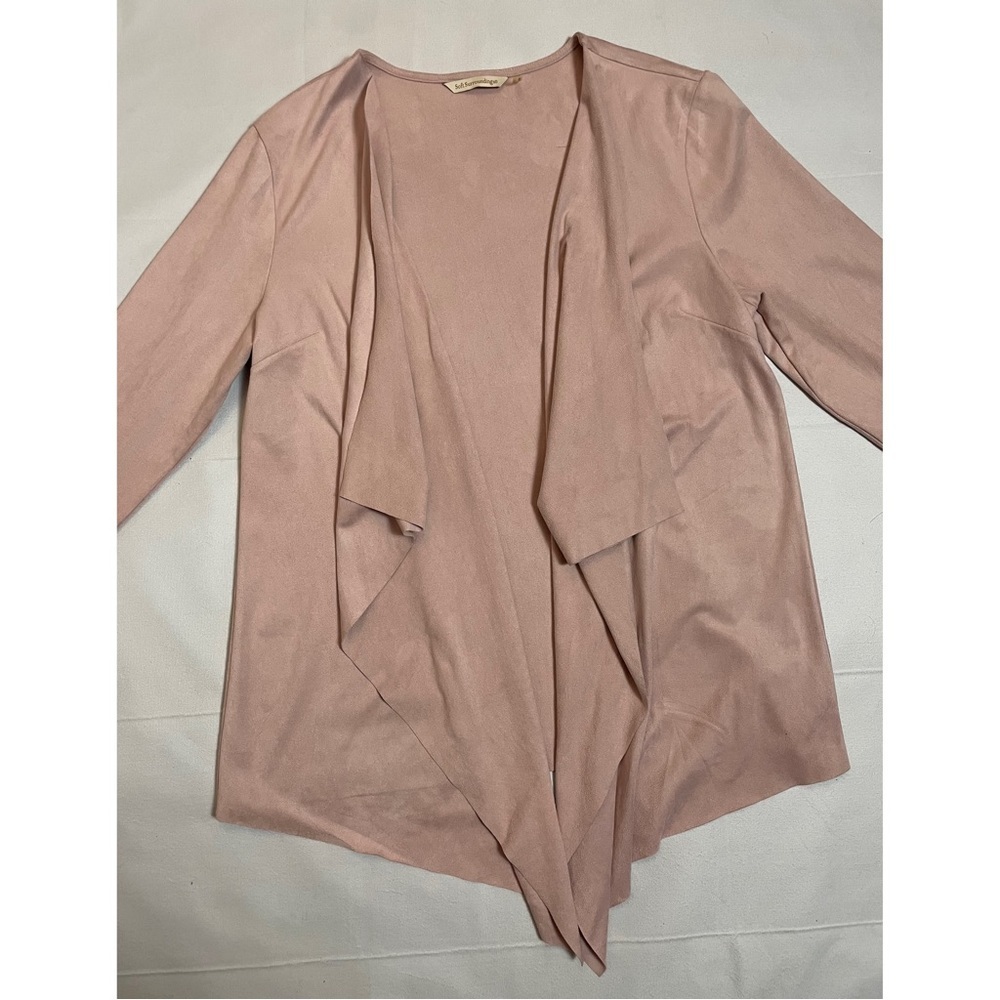Soft Surroundings Faux Suede Ultra Soft Pink Waterfall Cardigan Size M - Picture 7 of 12